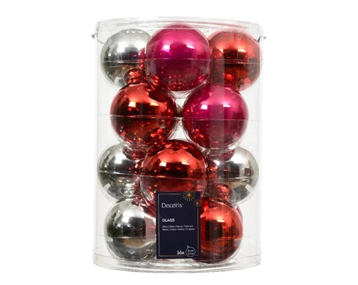 Kaemingk Baubles Glass Shiny/Enamel Mix Red