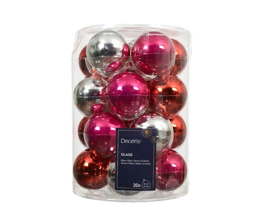 Kaemingk Baubles Glass Shiny/Enamel Mix Red