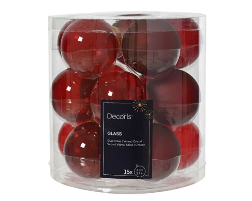 Kaemingk Bauble Glass Christmas Red 6cm Tube Of 15