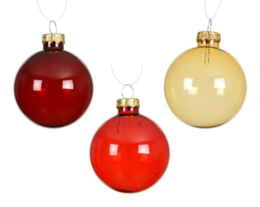 Kaemingk Bauble Glass Red/Gold 6cm Tube Of 15