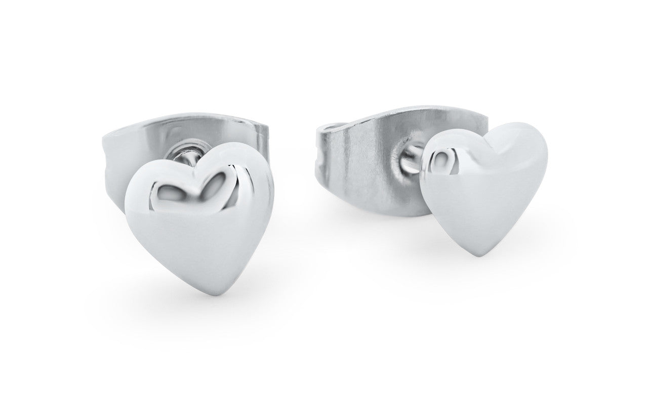 Tipperary Heart Stud Earrings Silver 8mm