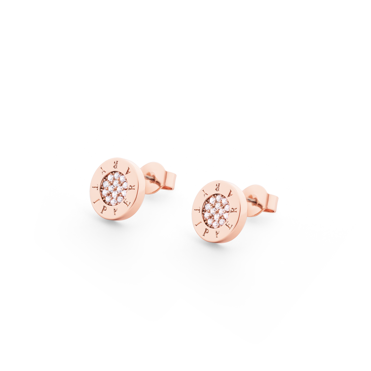 Tipperary Circle Pave Rose Gold Stud Earrings