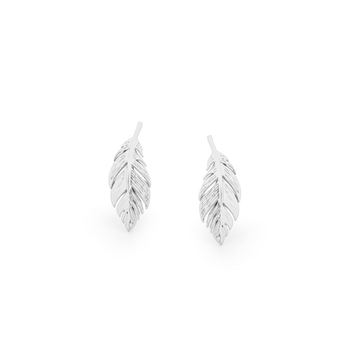 Tipperary Feather Mini Stud Earrings Silver