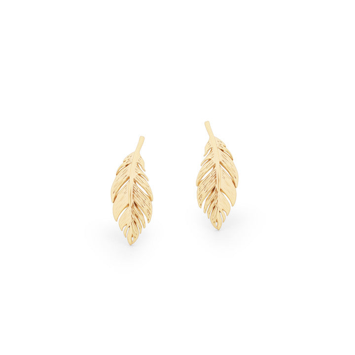 Tipperary Feather Mini Stud Earrings Gold