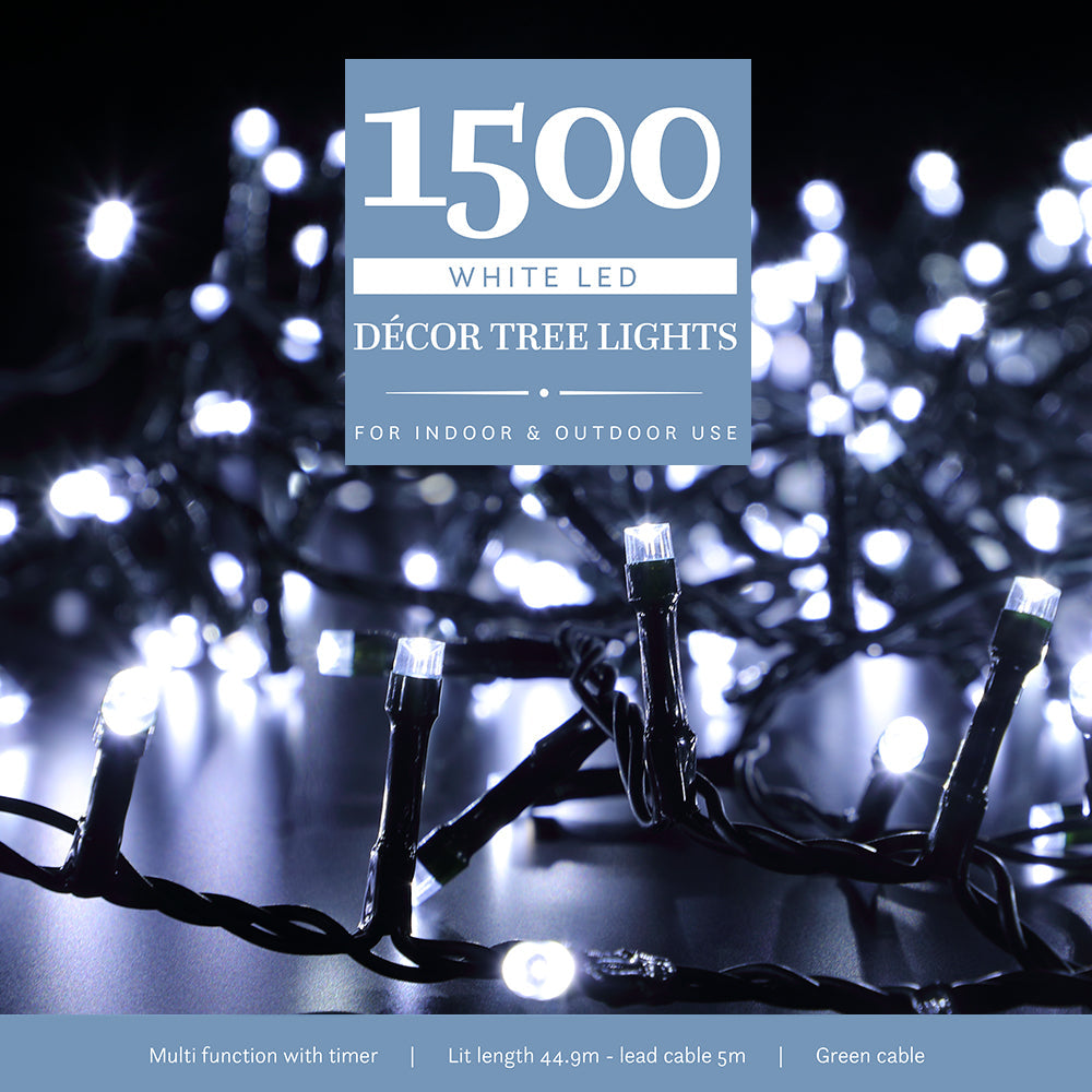 Noma Multifunction Decor Tree Lights White With Green Cable