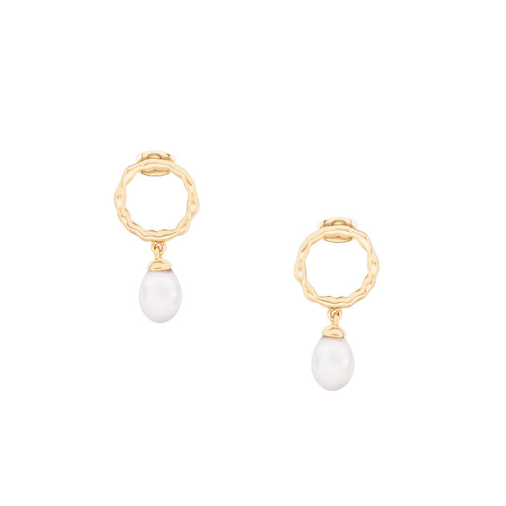 Tipperary Crystal Pearl Circle Earrings Gold