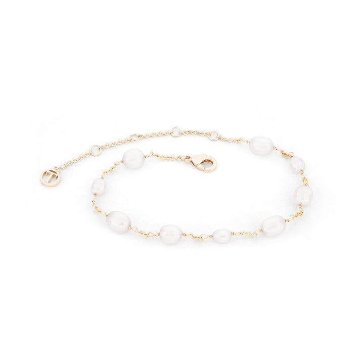Tipperary TC Natural Pearl Chain Bracelet Gold