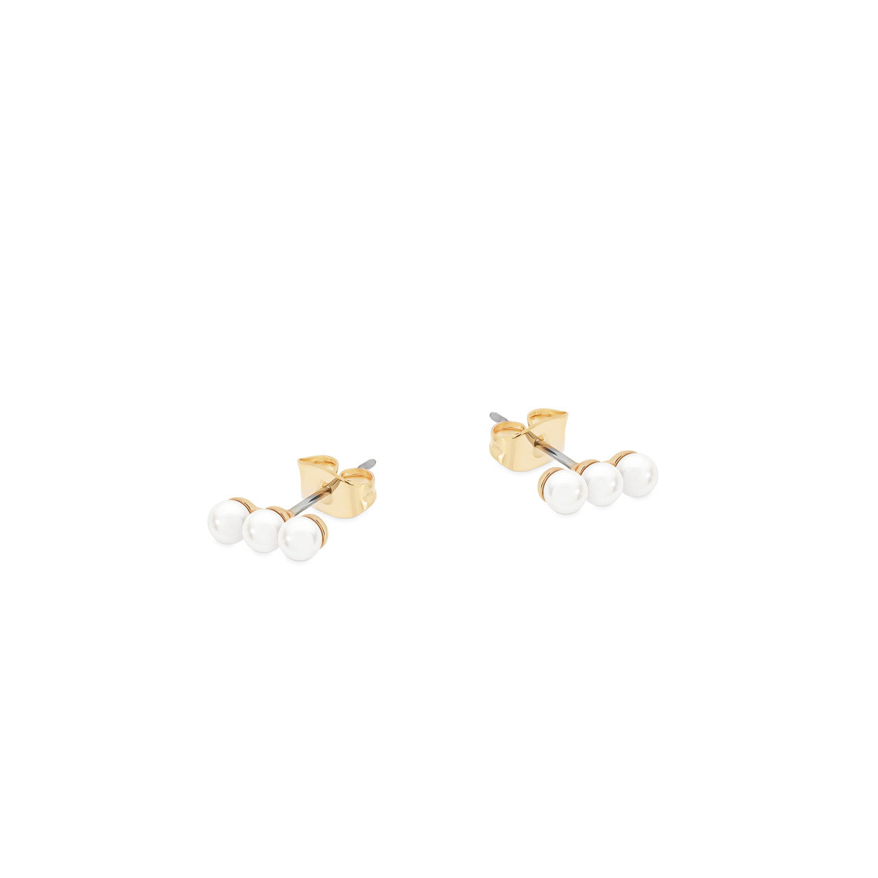 Tipperary Crystal Three Pearl Earrings Gold