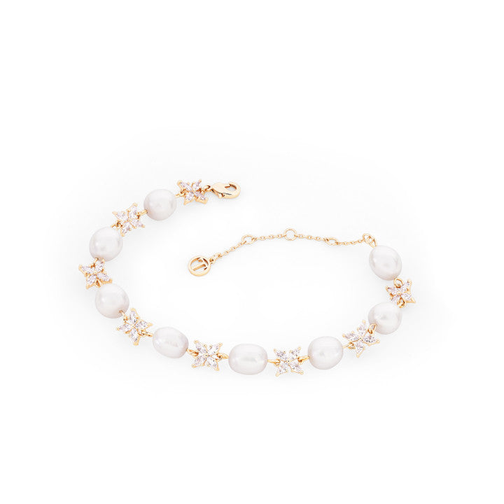 Tipperary TC Natural Pearl & Cubic Zirconia Bracelet Gold