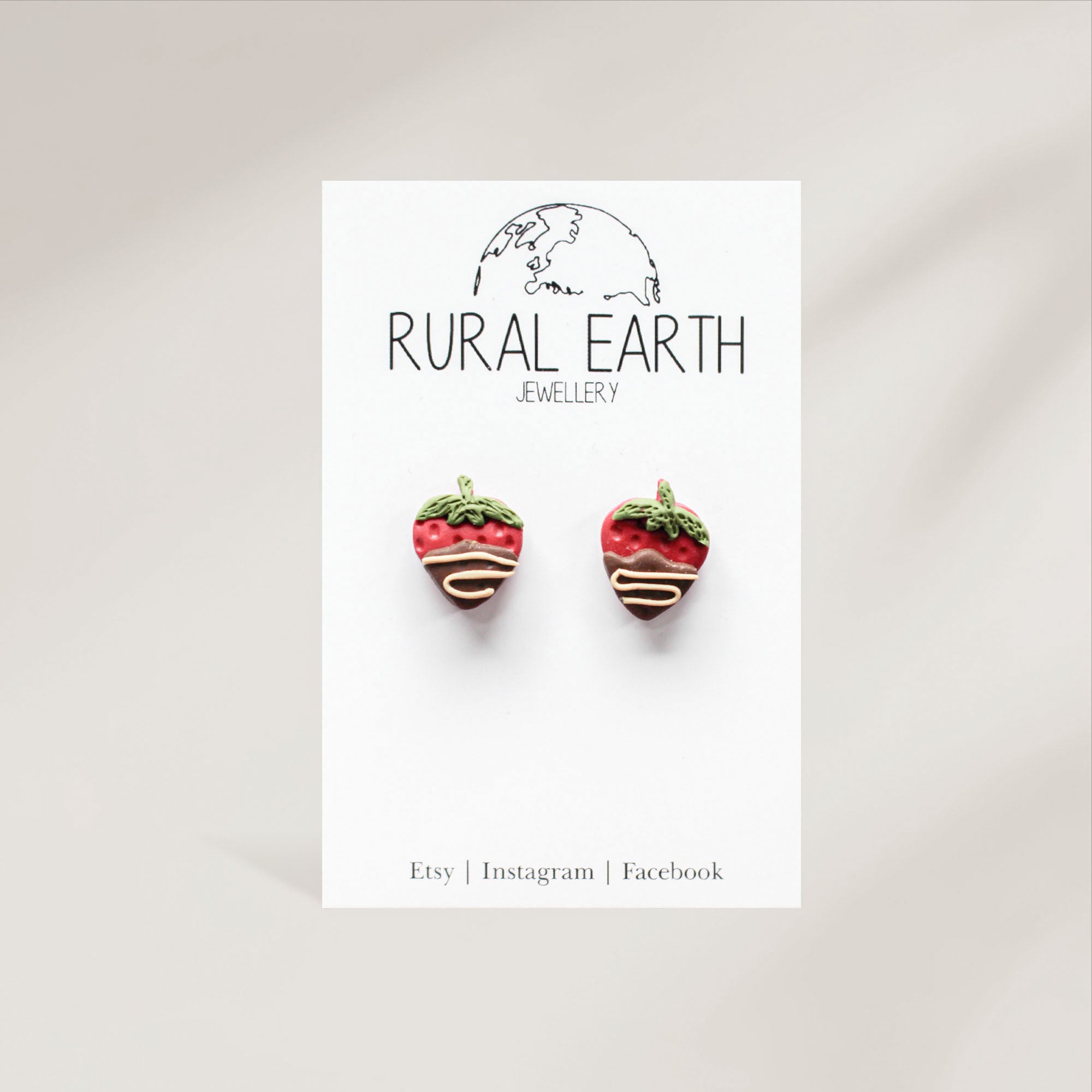 Rural Earth Choco Strawberry Stud Earrings