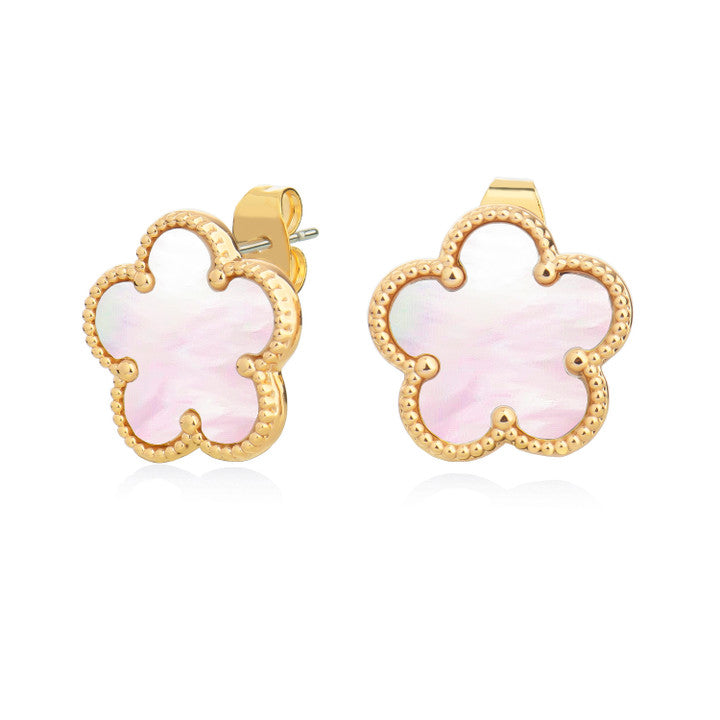 Tipperary Le Fleur Collection Mop Earrings Yellow Gold