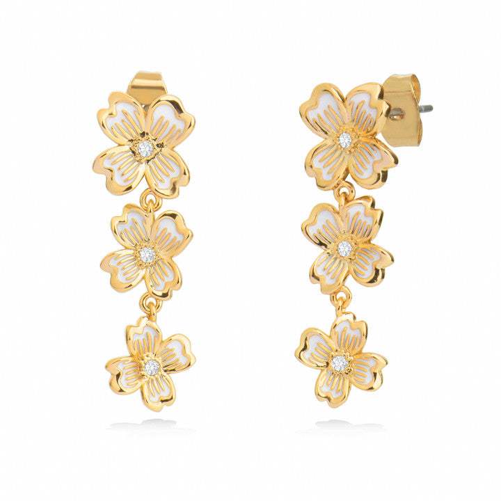Tipperary Le Fleur Collection Three Flower Earrings Yellow Gold