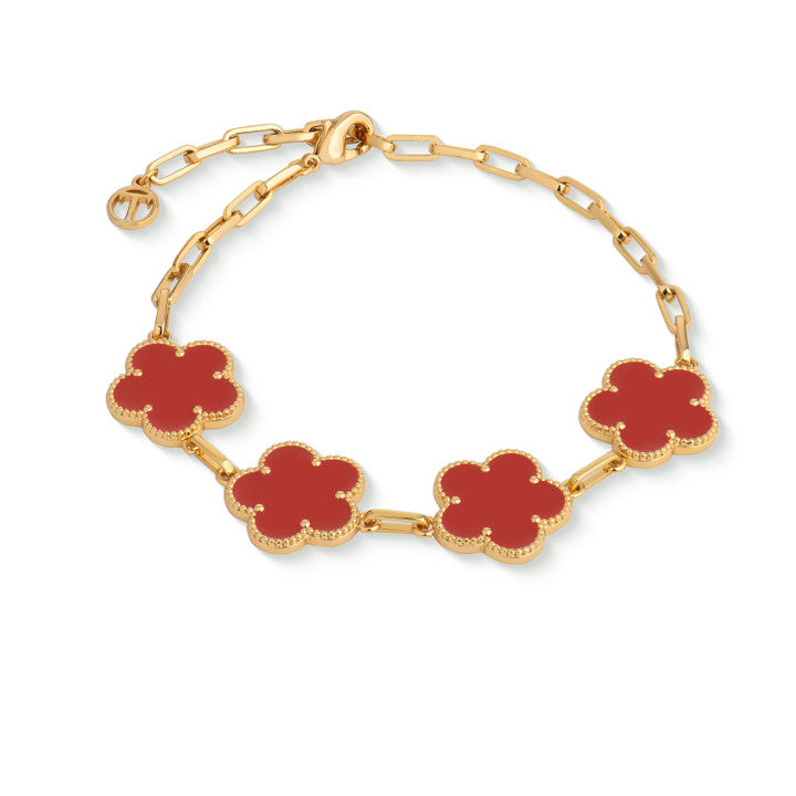 Tipperary Le Fleur Collection Red Bracelet 4 Charm Yellow Gold