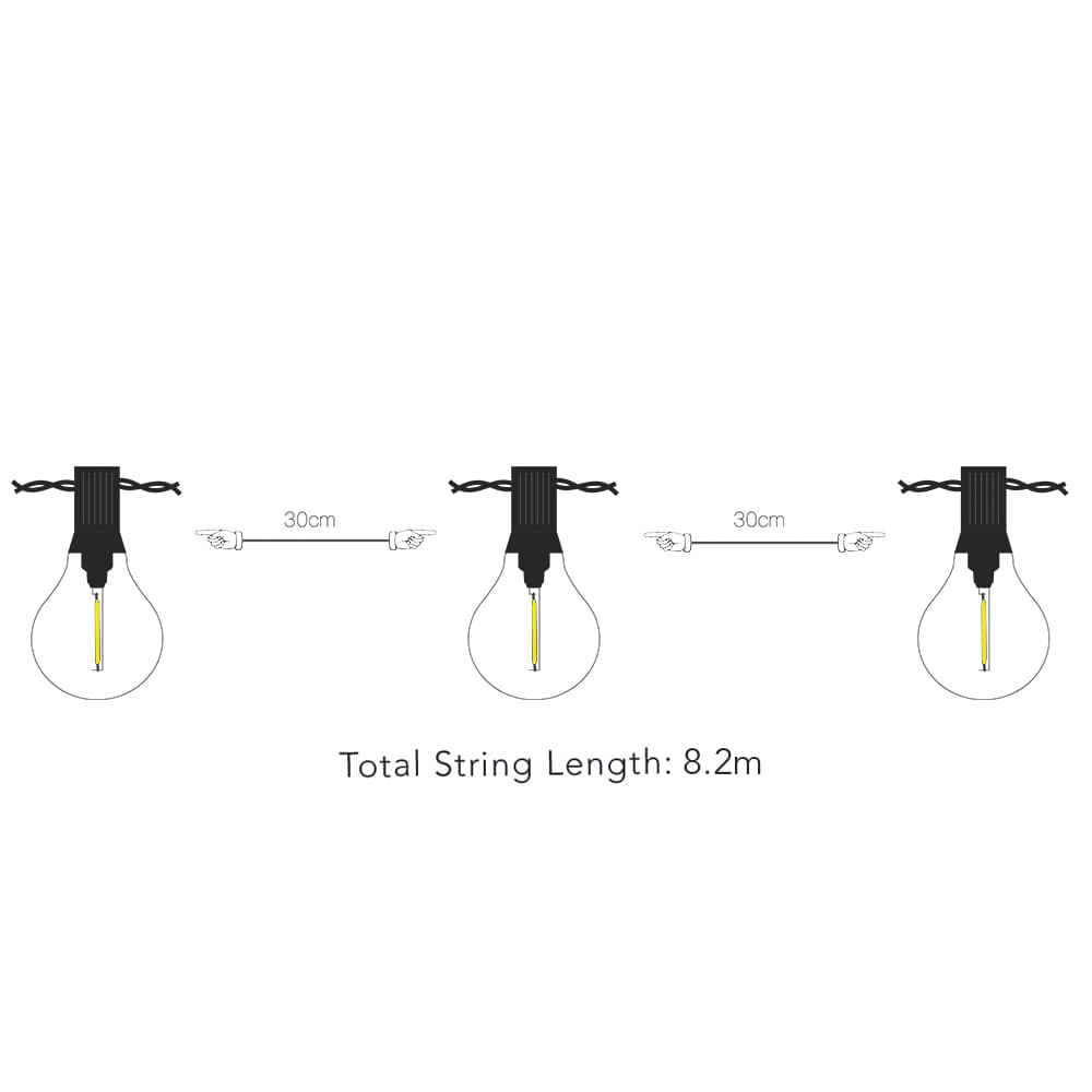 Solar Centre Falmouth USB Solar Festoon Lights (Set Of 25 Glass Bulbs)
