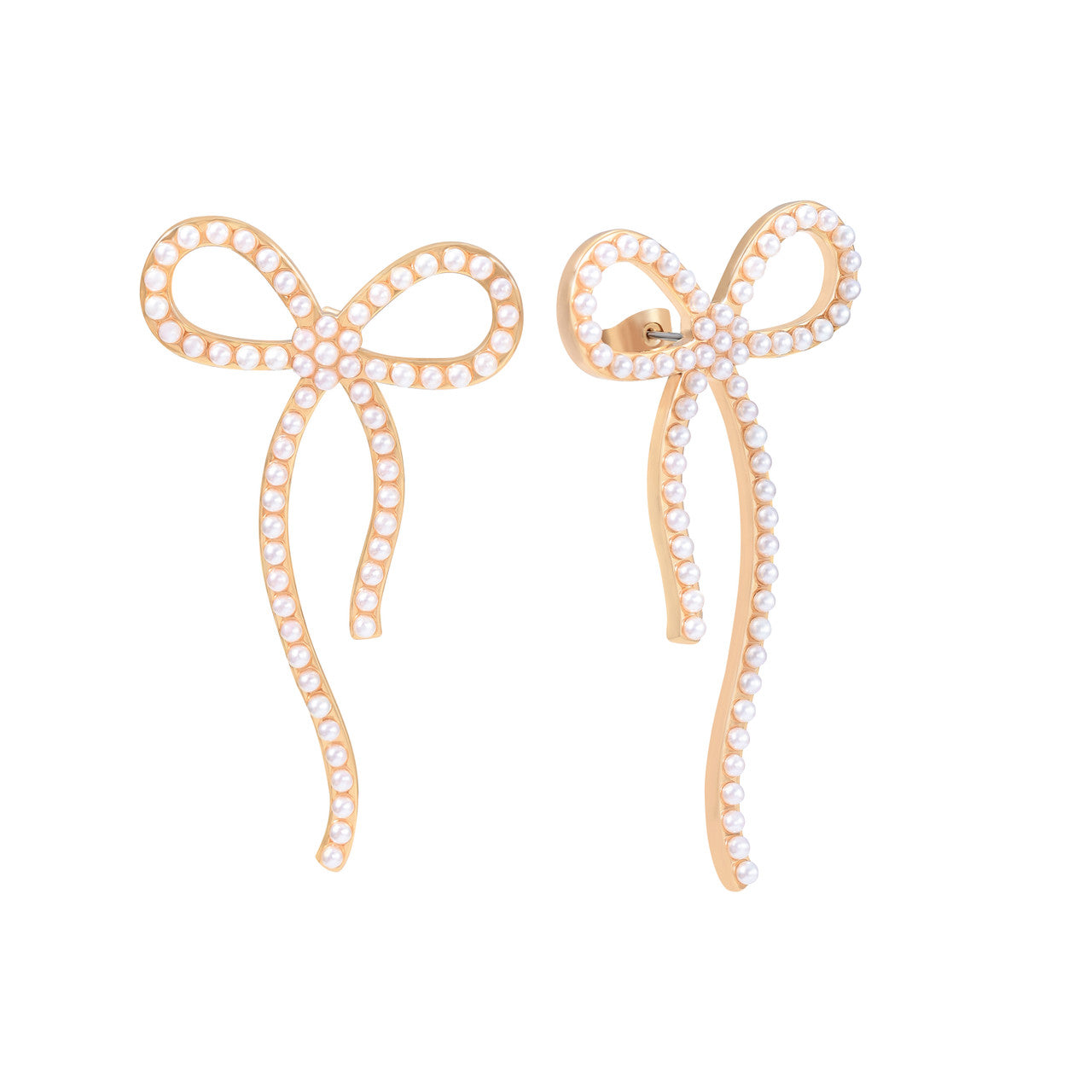 Tipperary Crystal Bow - Pearl Inset Earrings Gold