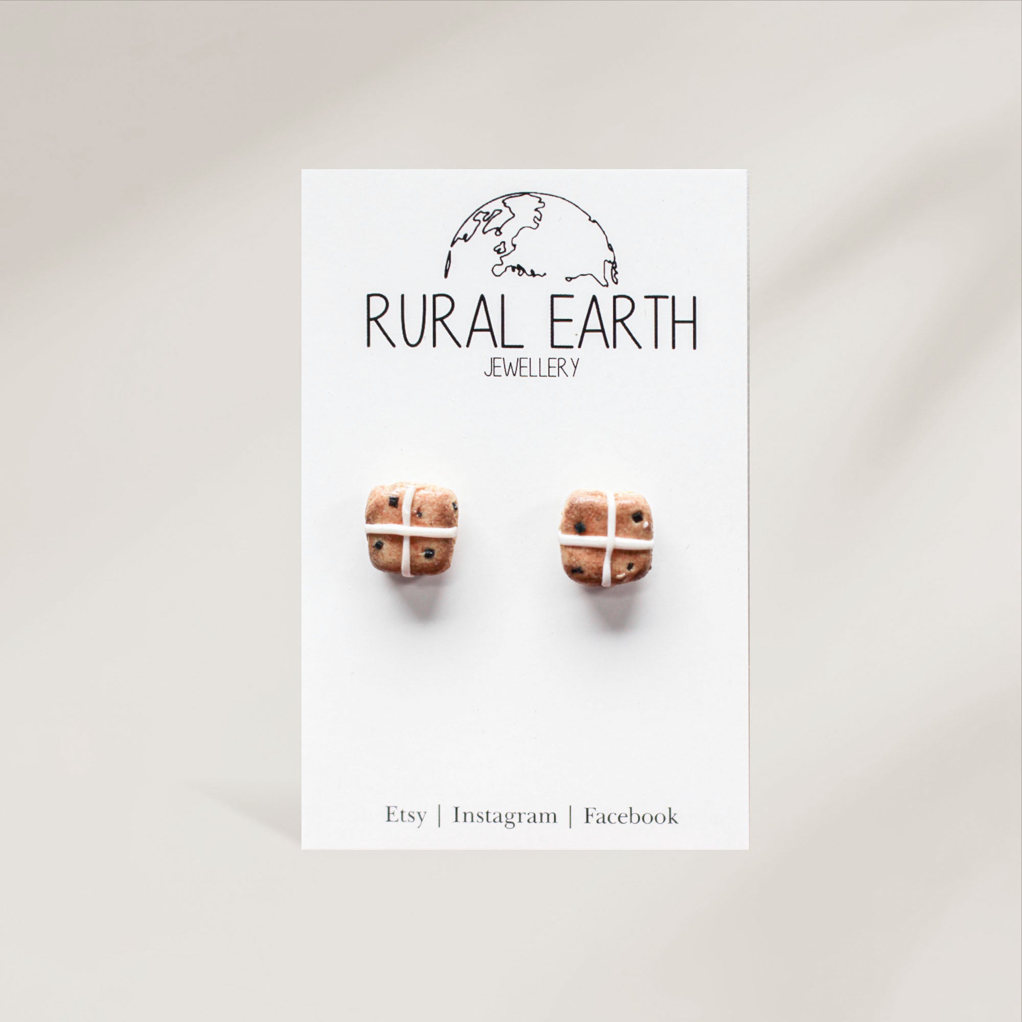 Rural Earth Hot Cross Bun Stud Earrings