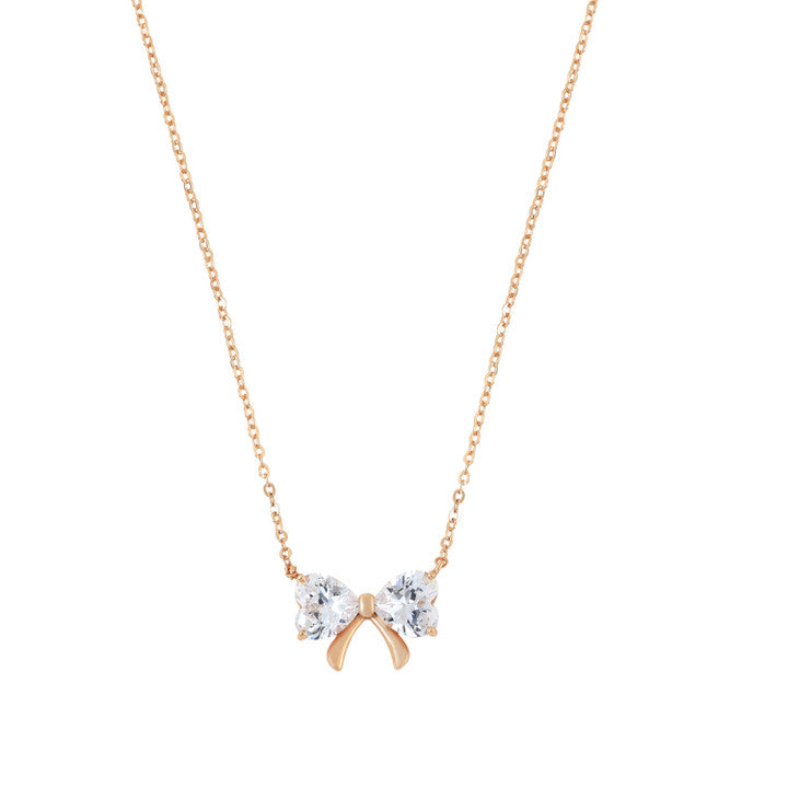 Tipperary Crystal Bow - Bow & Cubic Zirconia Pendant Gold