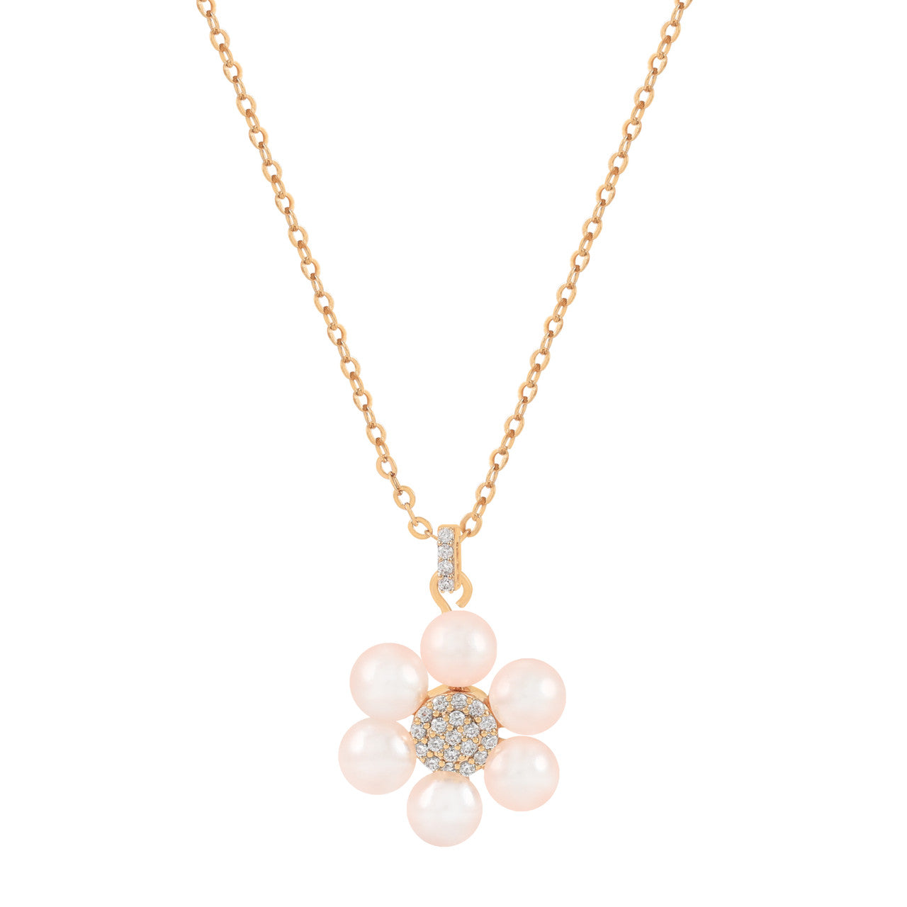 Tipperary Crystal Daisy - Pink Pearl Pendant Gold