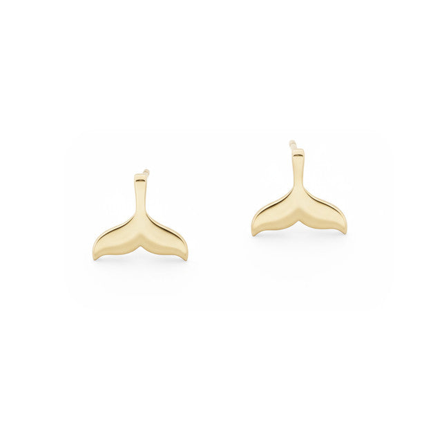 Tipperary Crystal Under The Sea - Whale Tail Stud Earrings Gold