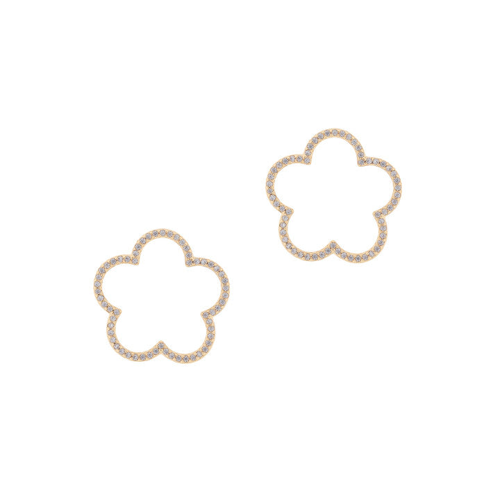 Tipperary Crystal Fleur Collection Cut Out Cubic Zirconia Inset Earrings Gold