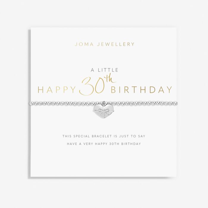 Joma Jewellery A Little 'Happy 30th Birthday' Bracelet in Silver Plating