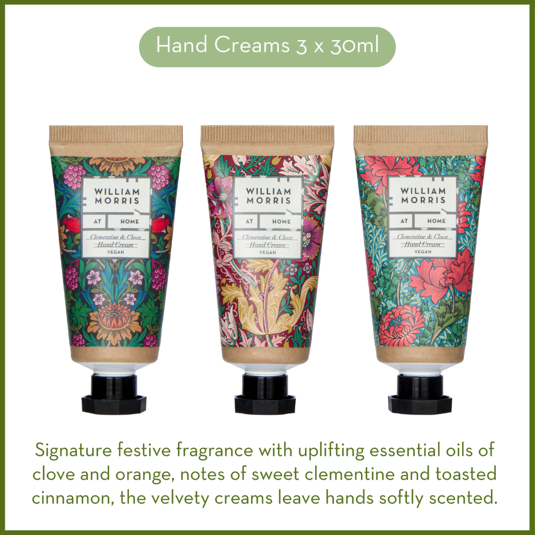 William Morris Sunflower Swan Clementine & Clove Three Hand Creams