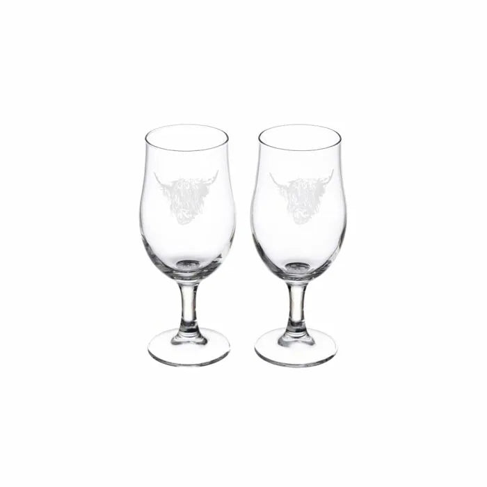 2 Craft Beer Glasses - Highland Cow