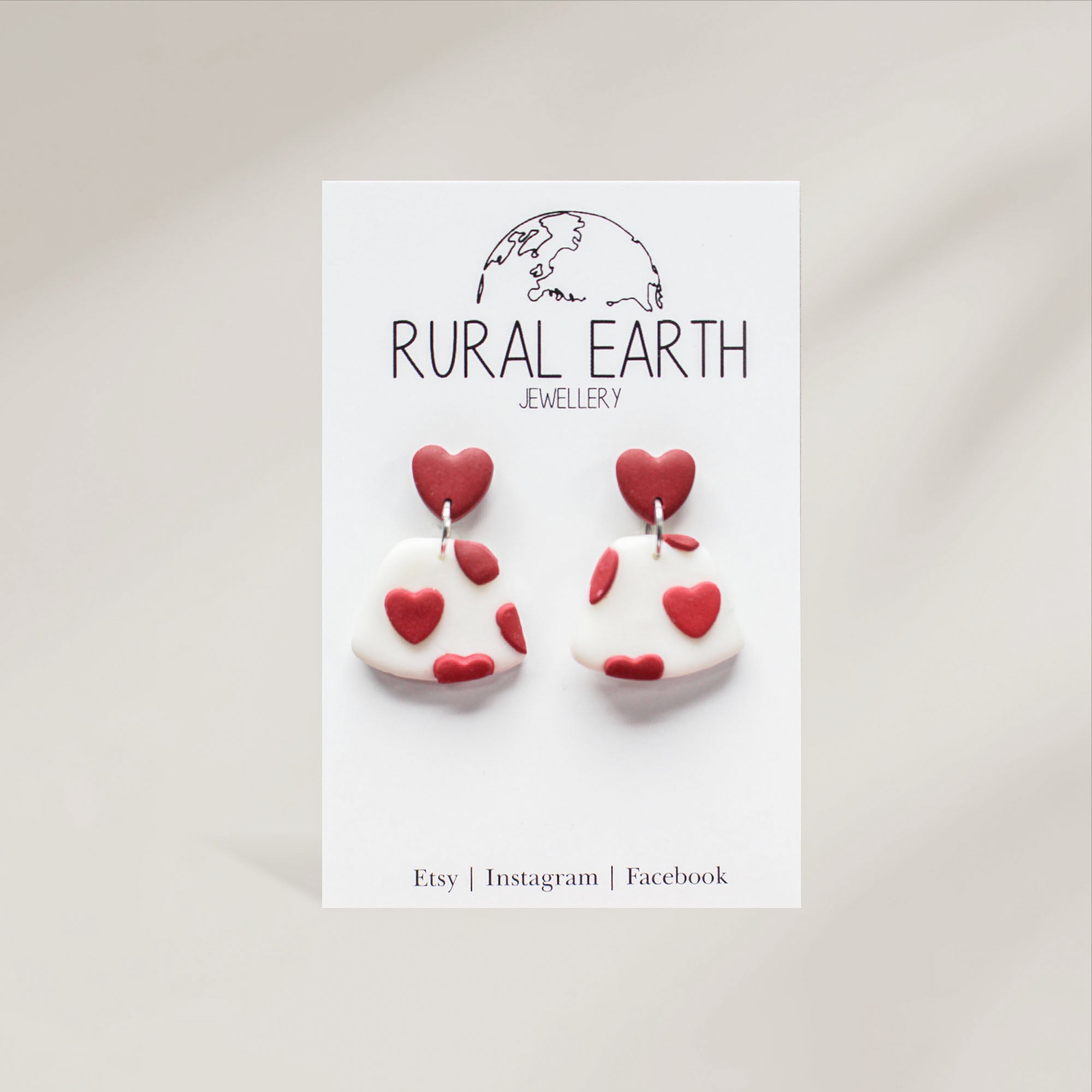 Rural Earth Red Heart Drop Earrings