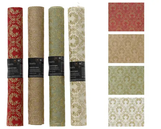 Decoris Deco Fabric Gold Print 200cm x 35cm x 0.01cm Single Assorted