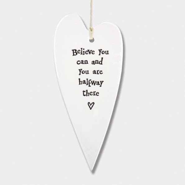 East of India Porcelain Long Heart "Believe You Can"