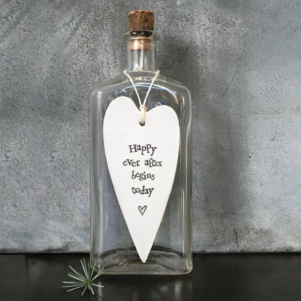 East of India Porcelain Long Heart "Happy Ever After"