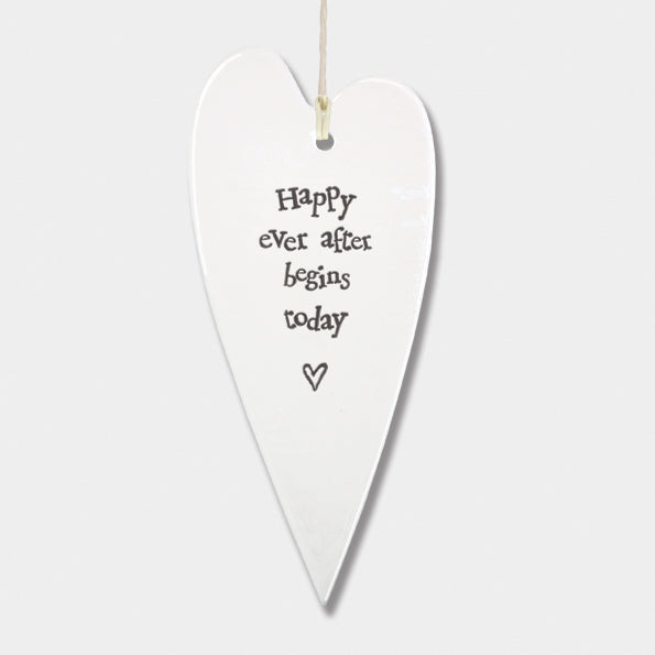 East of India Porcelain Long Heart "Happy Ever After"