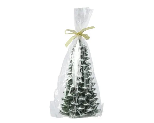 Tree Candle with Snow Finish H16.5cm