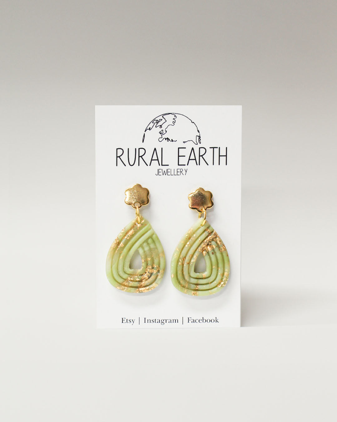 Rural Earth Green Spring Flower Drop Earrings
