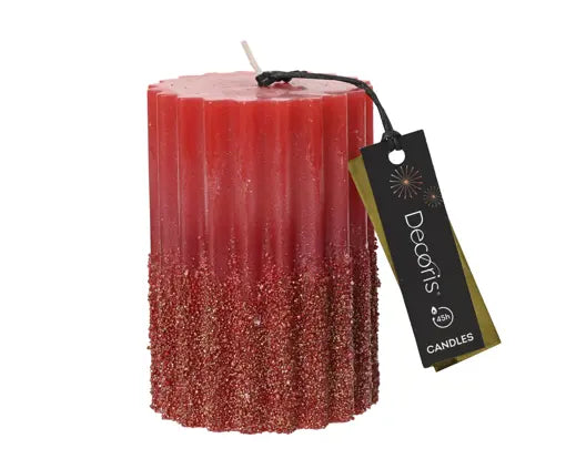 Decoris Pillar Candle Glitter Christmas Red 10cm