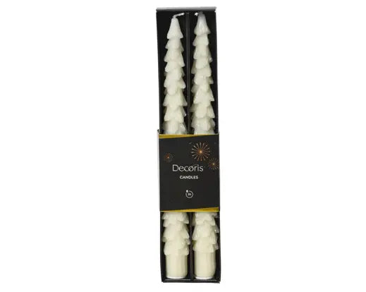 Dinner Candle Paraffin Metallic White H25cm