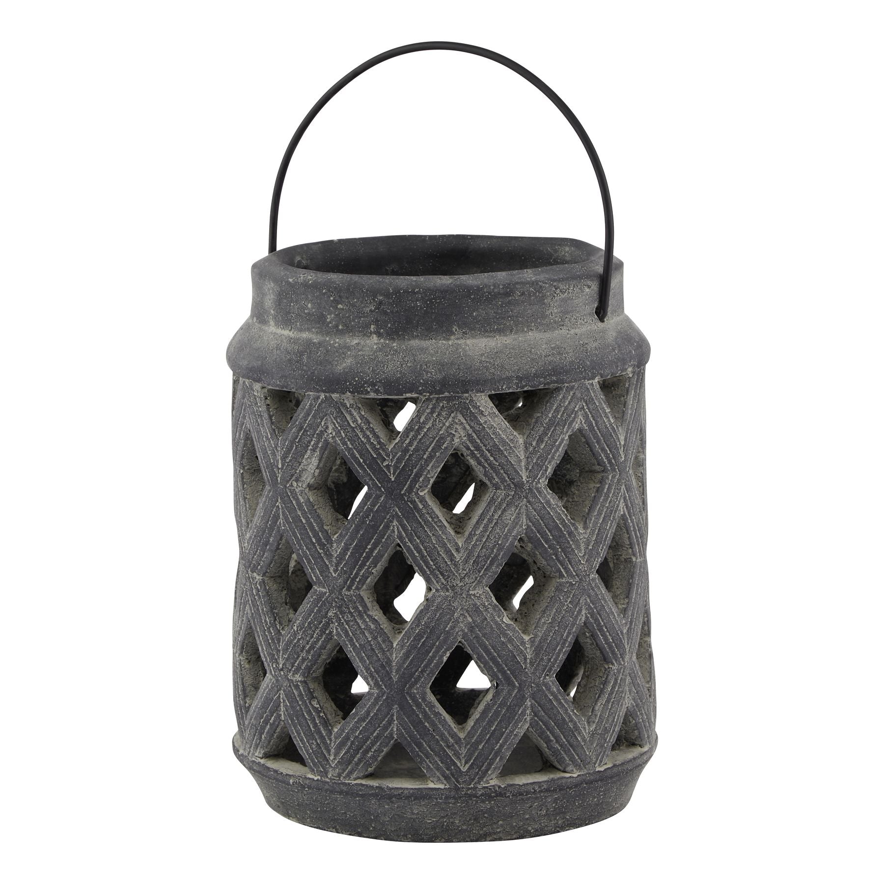 Hill Interiors Amalfi Grey Large Lattice Lantern