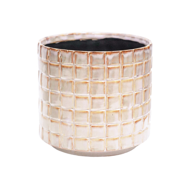 Ivyline Tarah Textured Ivory Glaze Planter