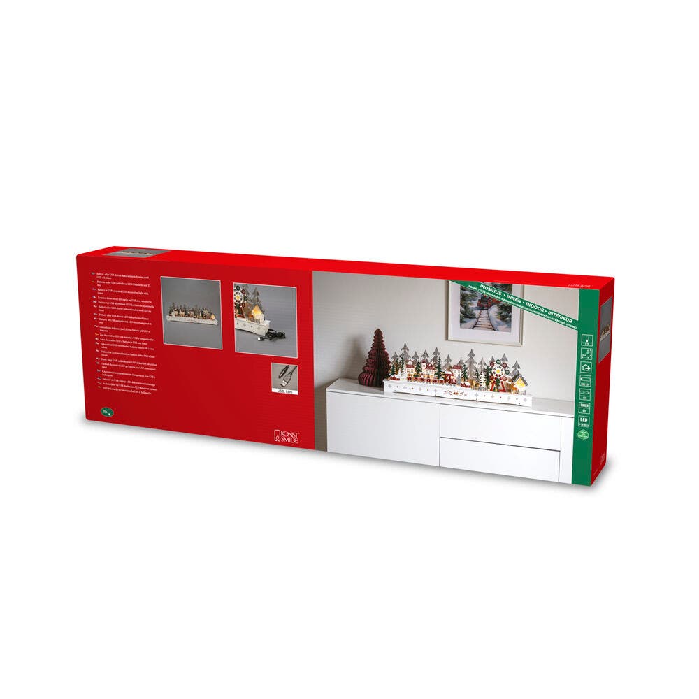 Konstsmide Wooden Santas Village Warm White LEDS