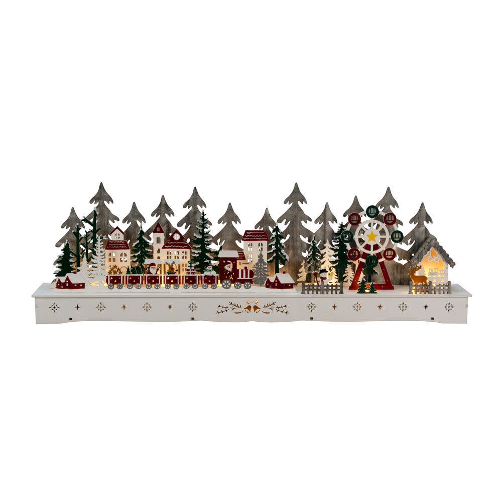 Konstsmide Wooden Santas Village Warm White LEDS
