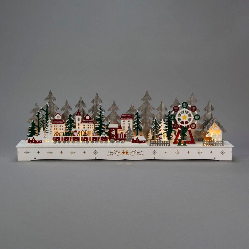 Konstsmide Wooden Santas Village Warm White LEDS