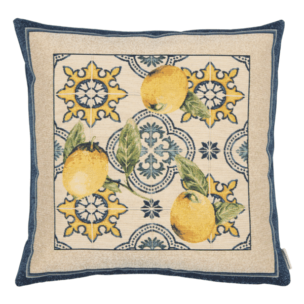 Hines of Oxford Ceramic Lemon Tiles Woven Cushion