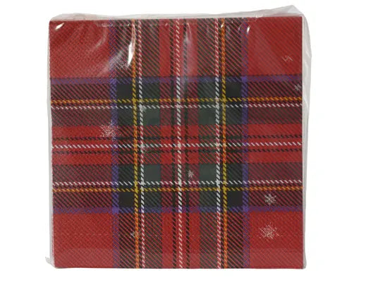 Decoris Paper Napkin Check Print Green & Red 33cm