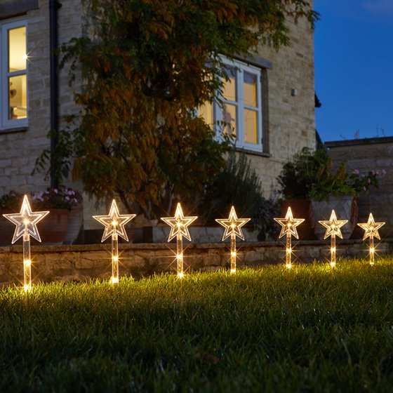 Smart Garden Star Decor Stakes - Set Of 8 - Warm White