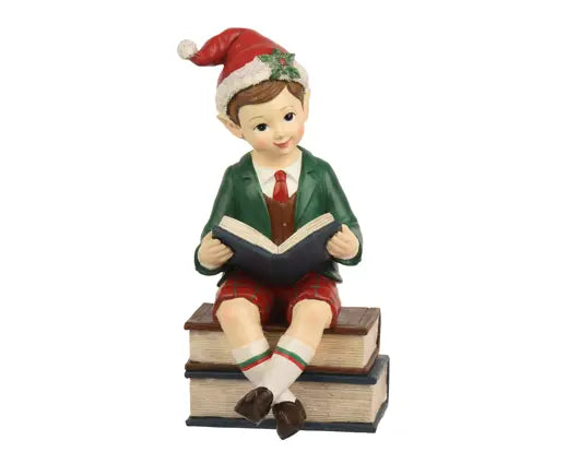 Decoris Elf on Books 22cm x 23.5cm x 41cm