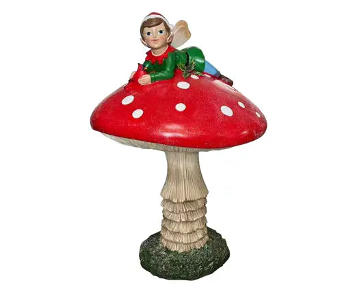Decoris Standing Mushroom with Elf 76cm