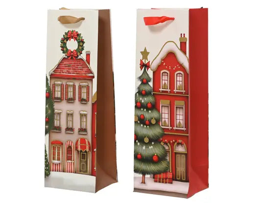 Decoris Giftbag Paper Glitter Houses L.12cm x W.10cm x H.36cm Single Assorted
