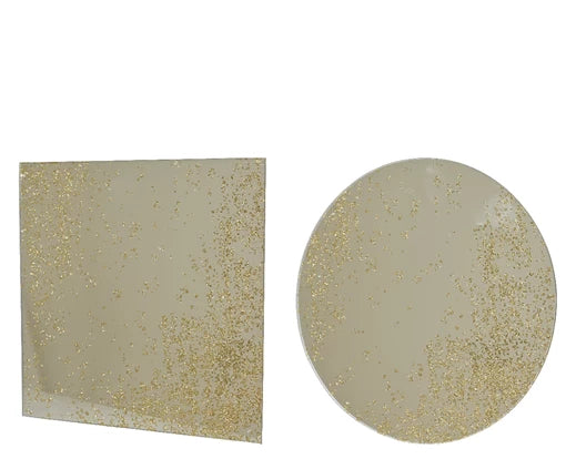 Kaemingk Plate Glass Gold Round/Square 2 Assorted