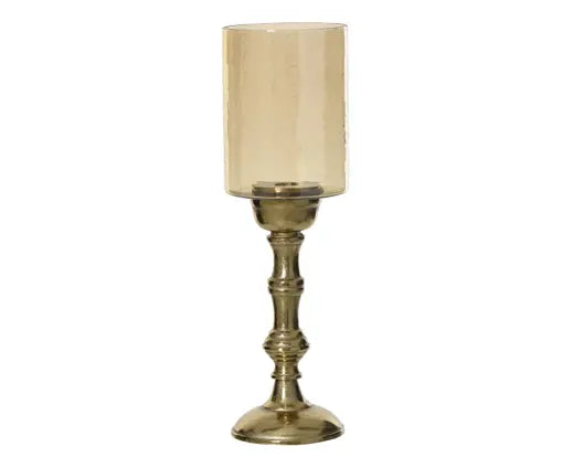 Hurricane Candle Holder Aluminium Amber & Gold 38cm