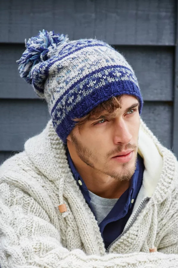 Pachamama Stornoway Bobble Beanie Blue